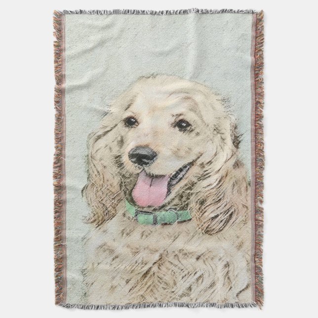 Couverture Cocker Spaniel Buff Peinture - Art Chien original (devant Vertical)