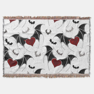 Couverture Coeur d'Halloween avec ailes de chauve-souris noir