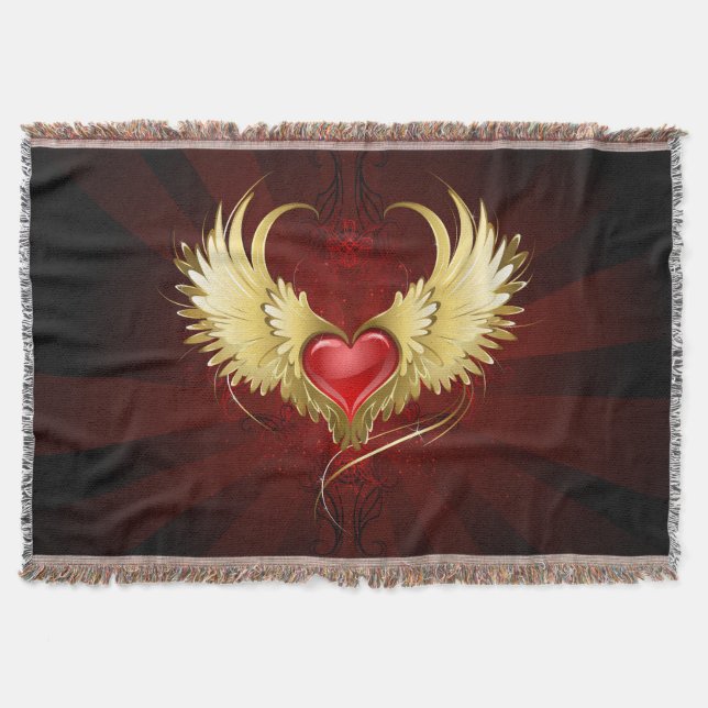Couverture Coeur rouge avec ailes d'or (Devant)