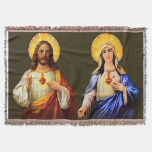 Couverture Coeur Sacré et Immaculé Coeur Halo Jeter couvertur