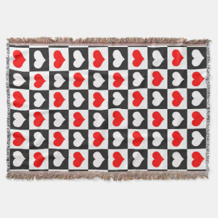Couverture Cœurs à carreaux rouges et blancs