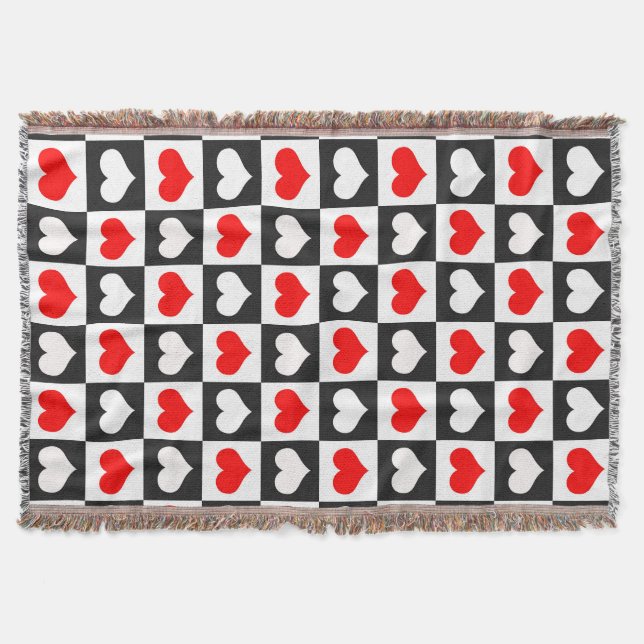 Couverture Cœurs à carreaux rouges et blancs (Devant)