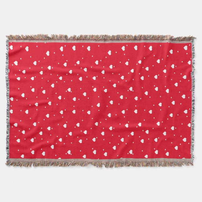 Couverture Coeurs Blancs Mignons Sur motif Rouge Sans Seamles (Devant)