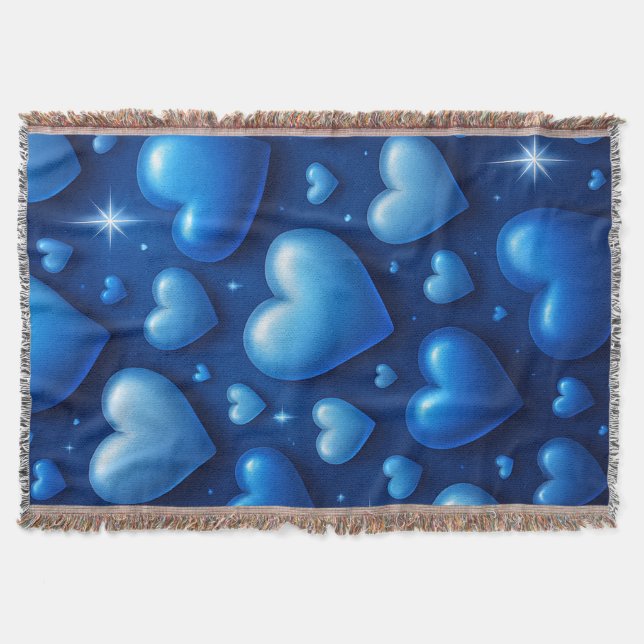 Couverture Coeurs bleus avec Motif étoiles (Devant)