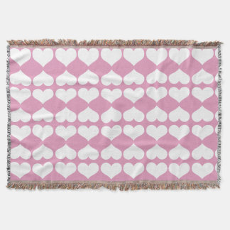 Couverture Cœurs Blush Rose et Blanc Géométrique