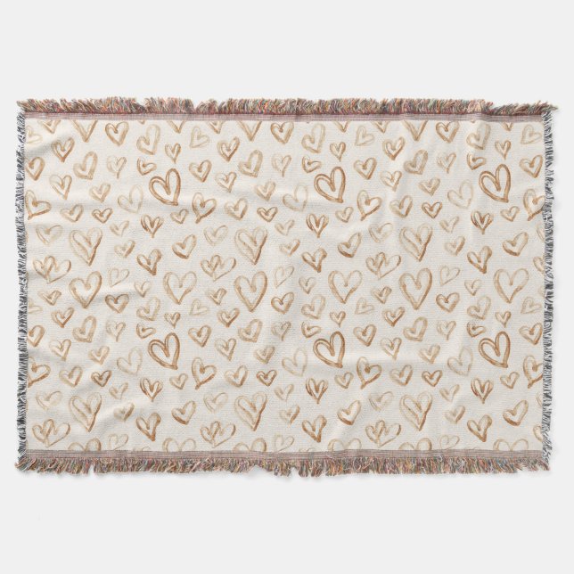 Couverture Cœurs bruns crème Saint-Valentin Amour (Devant)