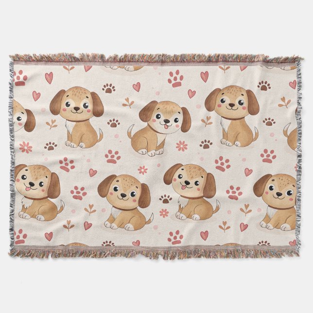 Couverture Cœurs de chiot mignons motif aquarelle (1) (Devant)