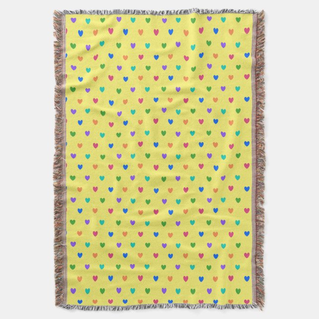Couverture Coeurs de polka arc-en-ciel sur jaune (devant Vertical)