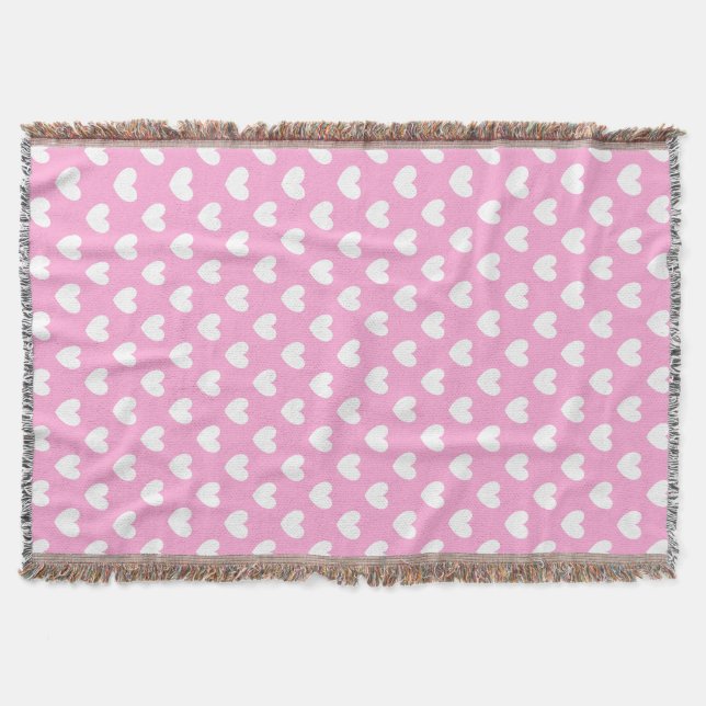 Couverture Coeurs de polka blanc sur Cotton Candy rose (Devant)