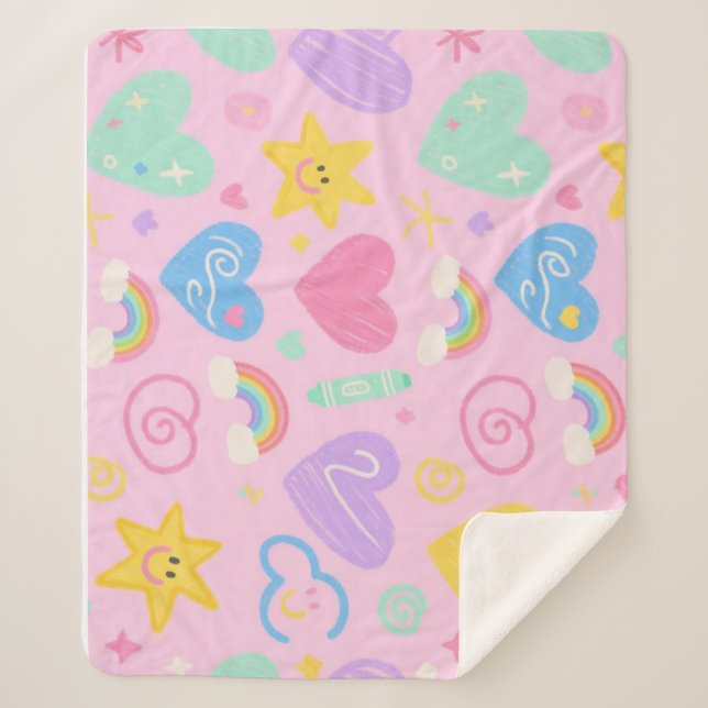 Couverture Coeurs & Doodles - Doux Cuteness Pastel (Devant)
