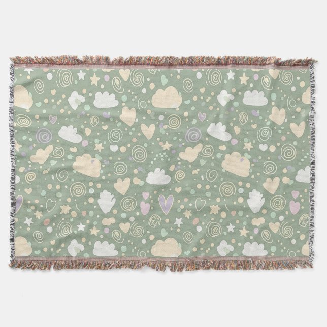 Couverture Cœurs pastel et nuages Aquarelle Rêve (4) (Devant)