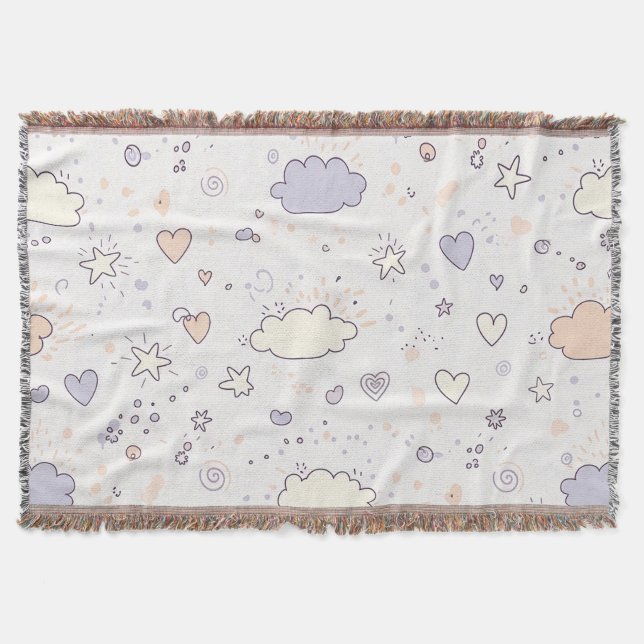 Couverture Cœurs pastel et nuages Aquarelle Rêve (7) (Devant)