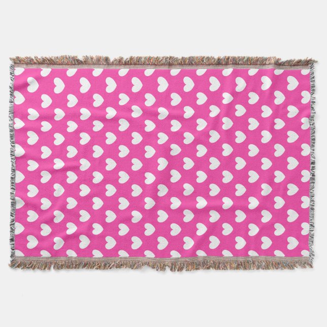Couverture Coeurs polka blanc sur rose fuchsia (Devant)