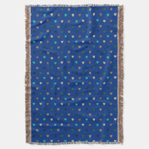 Couverture Coeurs Polka dans les tons bleu paon