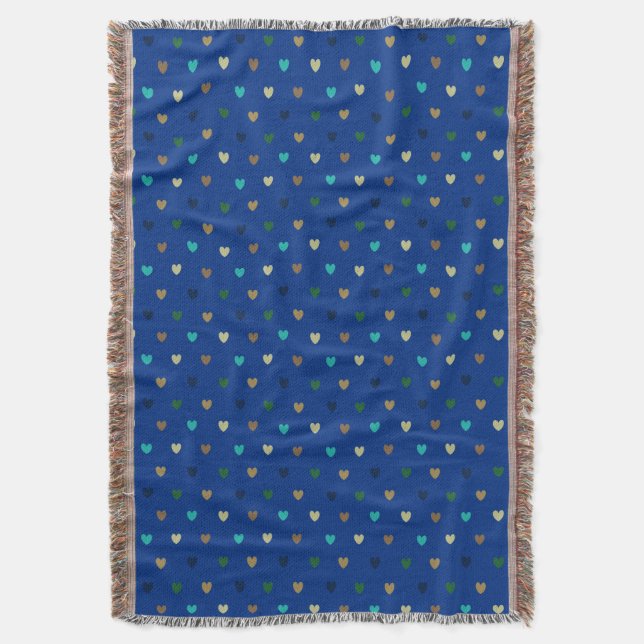 Couverture Coeurs Polka dans les tons bleu paon (devant Vertical)