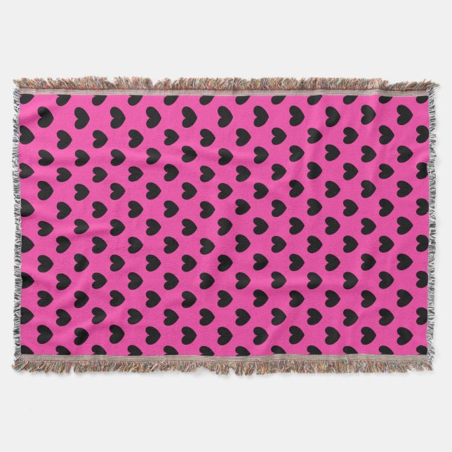 Couverture Coeurs polka noirs sur rose fuchsia (Devant)