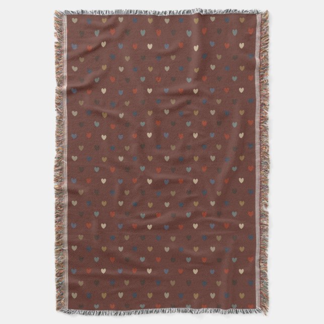 Couverture Coeurs Polka sur kilim brown (devant Vertical)