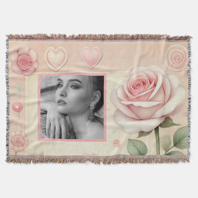 Couverture Coeurs roses vintages photo florale aquarelle (Devant)