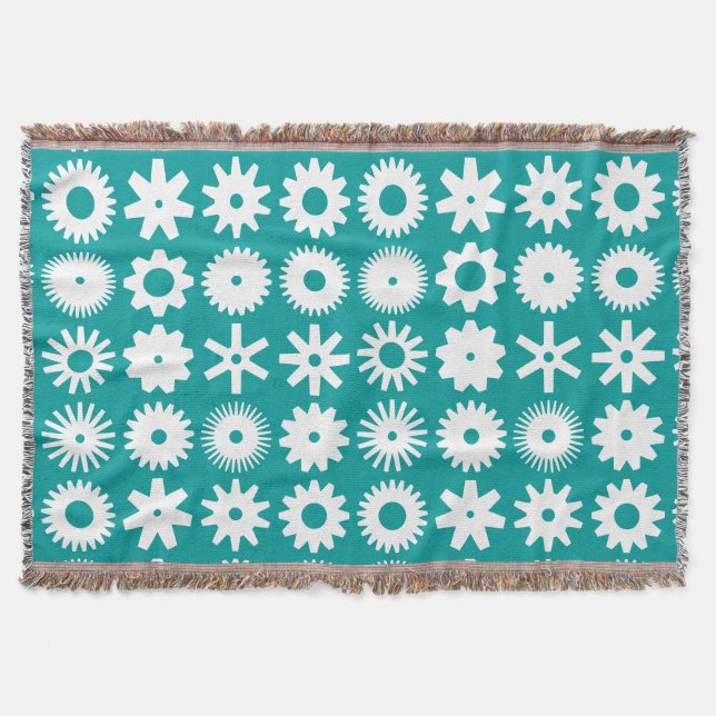 Couverture Cogs - Blanc sur Turquoise Profond (Devant)