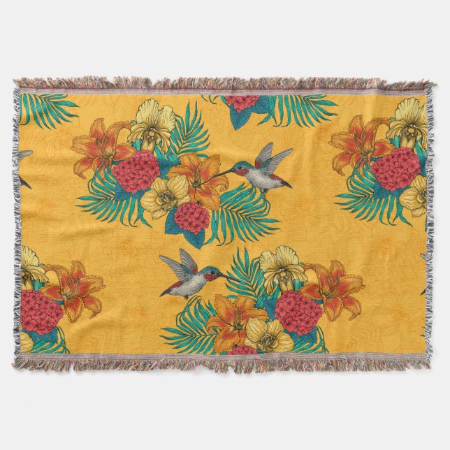 Couverture Colibris et bouquet tropical en jaune (Devant)