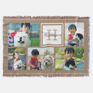 Couverture Collage d'images personnalisées Brown Monogramme 5