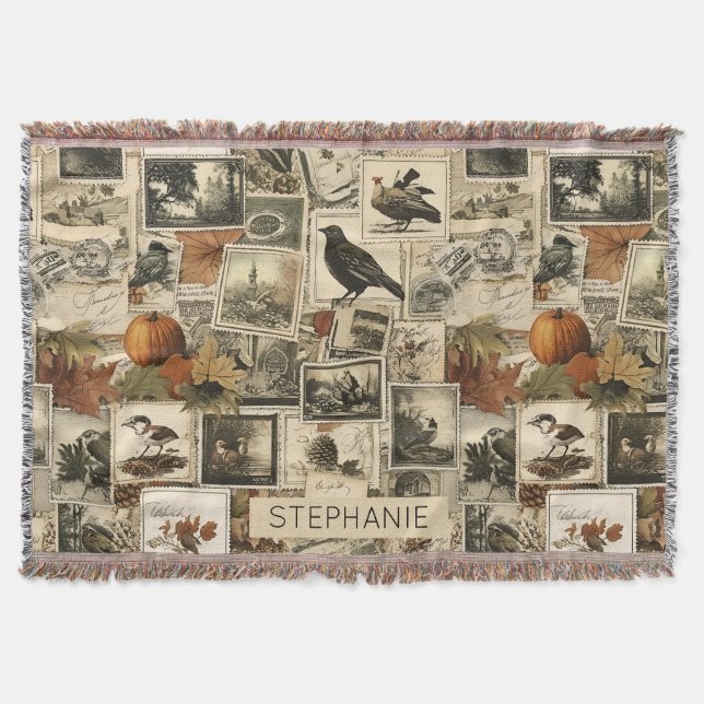 Couverture Collage Ephémère d'automne vintage | Oiseaux rusti (Devant)