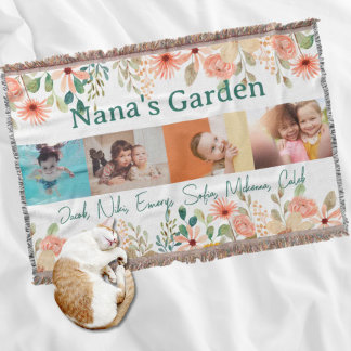 Couverture Collage photo personnalisé Jardin de Nana Grandma