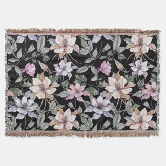 Couverture Colonne Exotique : Aquarelle Florale Noire.