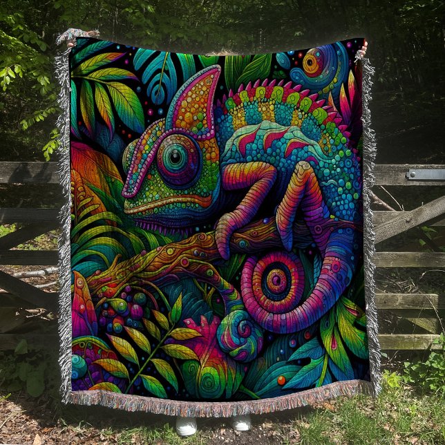 Couverture Coloré Chameleon Psychedelic Throw Blanket (Créateur téléchargé)