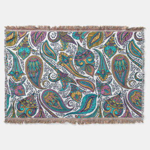 Couverture Coloré Ethnique Vintage Floral Paisley Motif