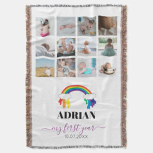 Couverture Colorful Rainbow Baby First Year Photo Collage