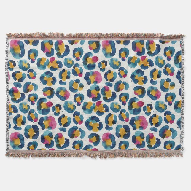 Couverture Colorful Watercolor Leopard Print Pattern (Devant)