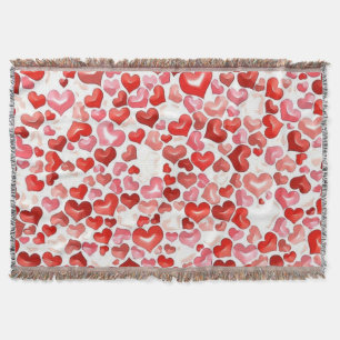Couverture Colorful Whimsical Petits Coeurs Rouge Rose Blanc