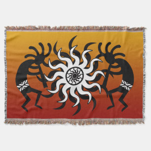 Couverture Conception blanche noire orange Kokopelli de