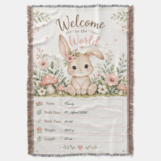 Couverture Conception de bébé lapin doux avec champs de donné (devant Vertical)