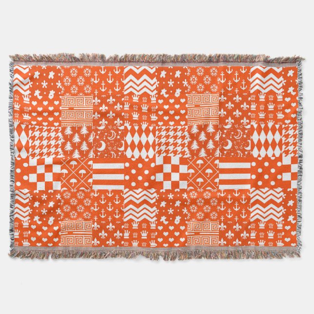 Couverture Conception de Patchwork Motif mixte orange blanc (Devant)