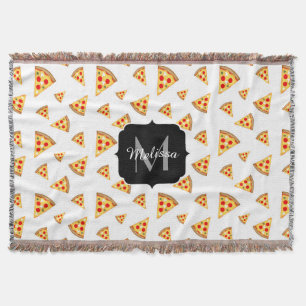 Couverture Cool et fun pizza tranches motif Monogram blanc