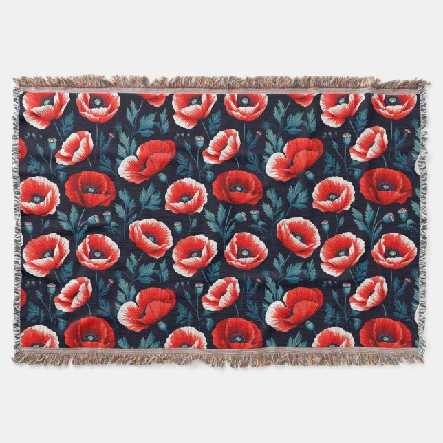 Couverture Coquelicots rouges avec feuillage vert (Devant)