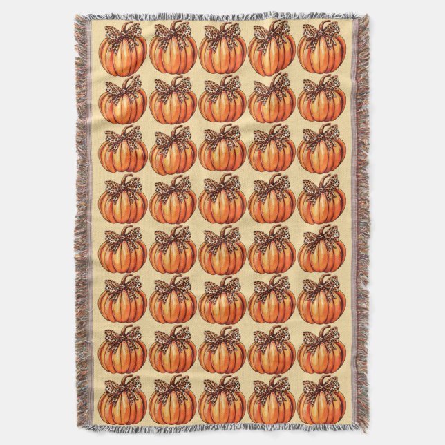 Couverture Coquette Bow Leopard Citrouille Thanksgiving Russe (devant Vertical)