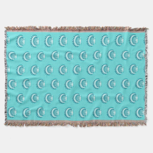 Couverture Coquillages marins - aqua et turquoise (Devant)