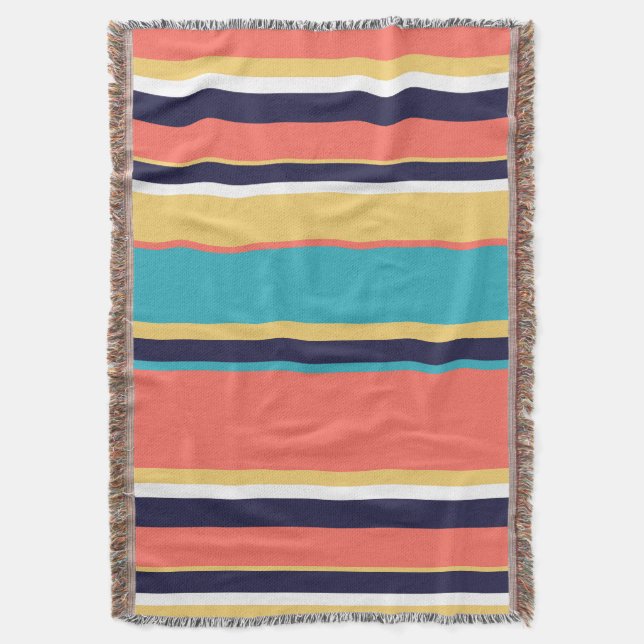 Couverture Corail vivant, rayures bleues et jaunes (devant Vertical)