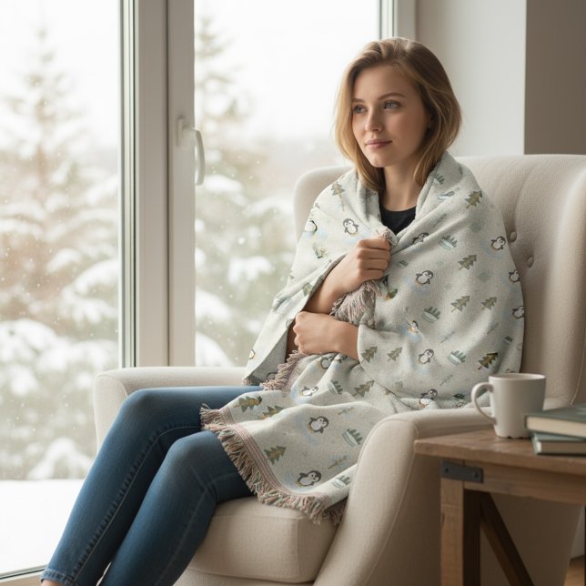 Couverture Cosy Scandinave Vacances Blanche Tissée (Créateur téléchargé)