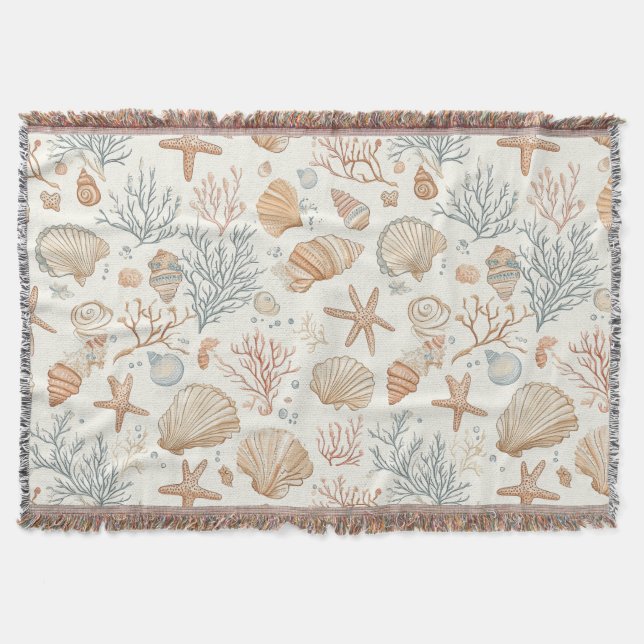 Couverture Côtière rustique - Coquillages, Starfish, Reef (32 (Devant)