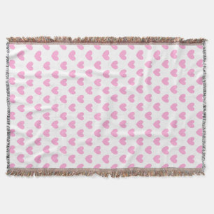 Couverture Coton Candy Pink coeurs sur blanc