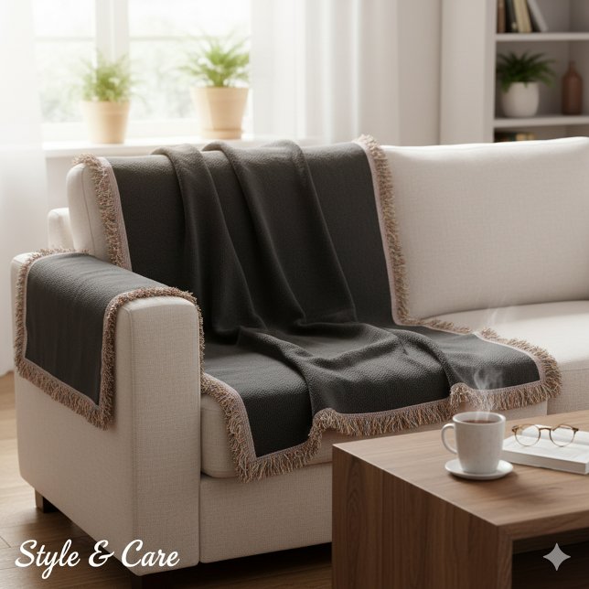 Couverture Couleur noire solide personnalisée (Personalized Solid Black Color Throw Blanket)