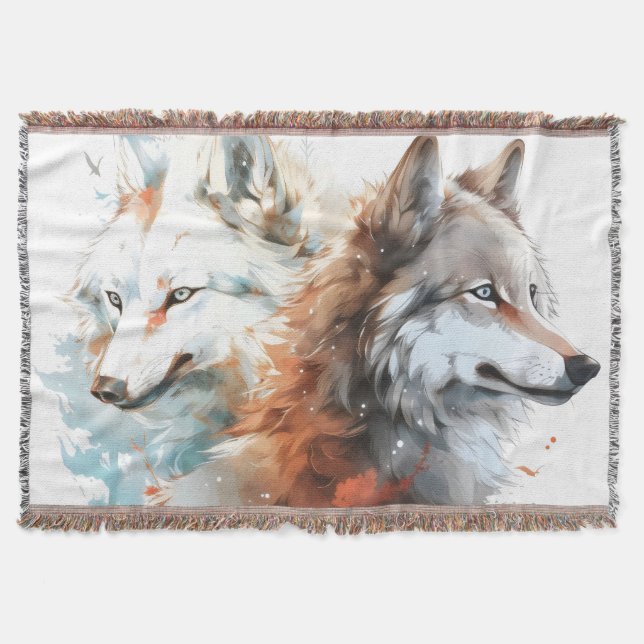 Couverture Couple Aquarelle Nature Loup (Devant)