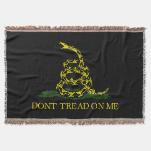 Couverture Couvre-jeté noir avec drapeau Gadsden Ne Marche Pa