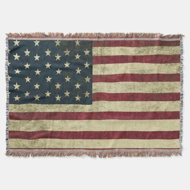 Couverture Couvre-lit jeté drapeau américain grunge cool (Devant)