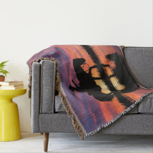 COUVERTURE COWBOY LA NUIT DU COUCHER DE SOLEIL CHEVAL