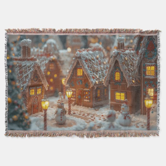 Couverture “Cozy Gingerbread Village Christmas Throw Blanket” (Devant)
